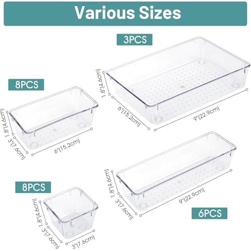 25-Piece Clear Drawer Organizer Set