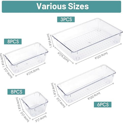25-Piece Clear Drawer Organizer Set