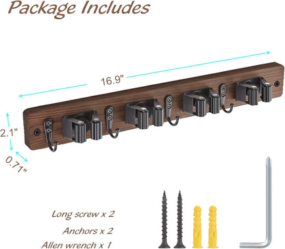 Rustic Wall-Mounted Mop & Broom Holder - image 6