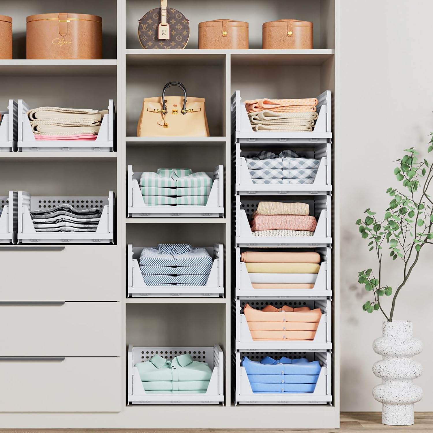 5-Pack Stackable Closet Storage Baskets - image 6