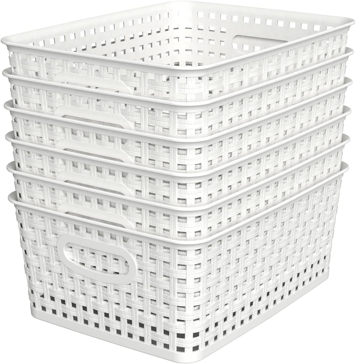 6-Pack Woven-Style Plastic Storage Baskets - image 1