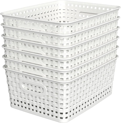6-Pack Woven-Style Plastic Storage Baskets - image 1