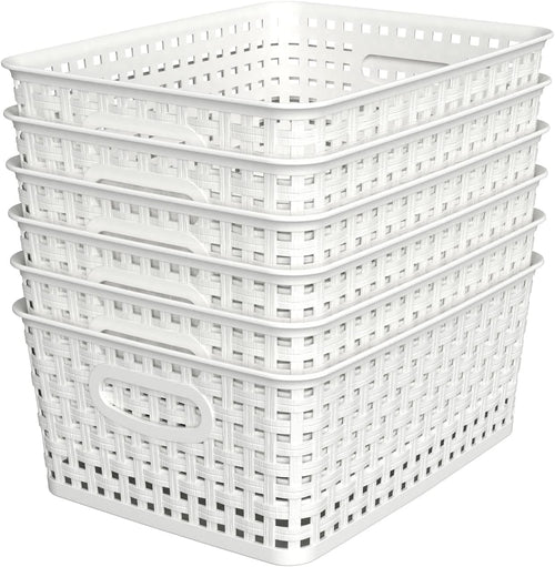 6-Pack Woven-Style Plastic Storage Baskets - image 1