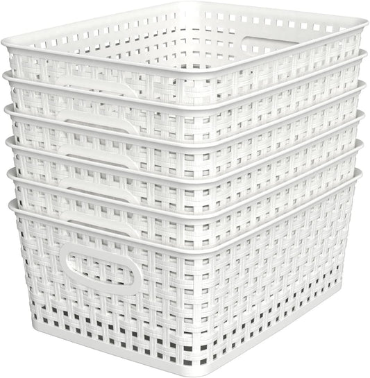 6-Pack Woven-Style Plastic Storage Baskets - image 1