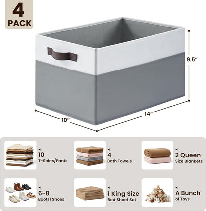 4-Pack Large Collapsible Fabric Storage Baskets - image 2