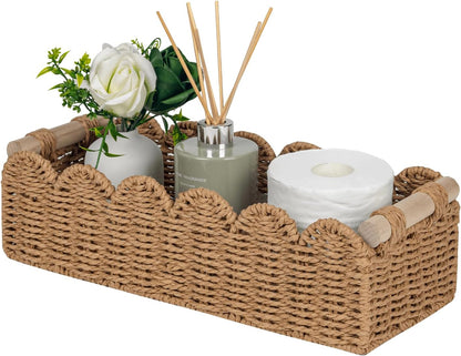 Scalloped Woven Paper-Rope Storage Basket - image 1