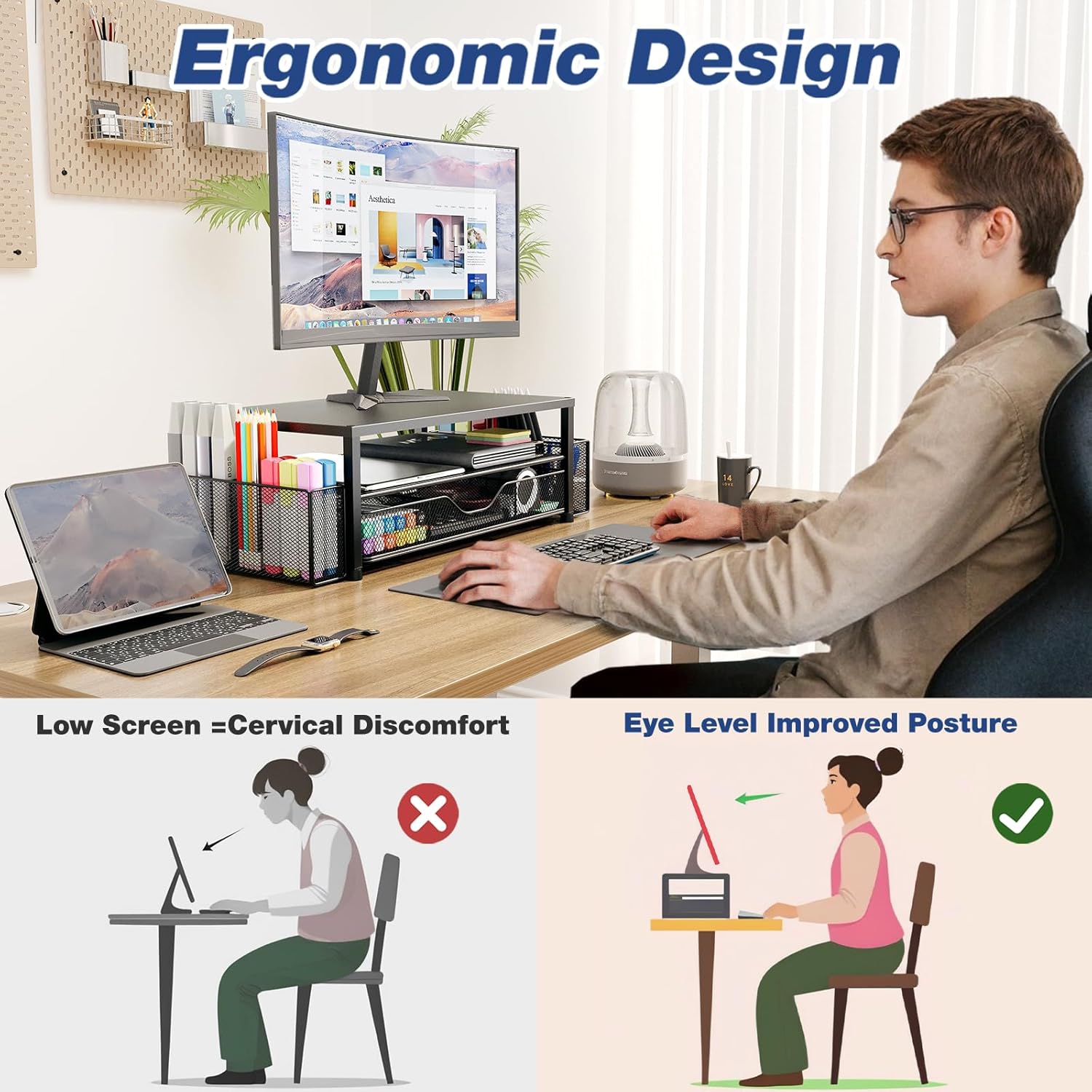 2-Tier Monitor Stand & Desk Organizer - image 2