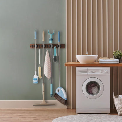 Rustic Wall-Mounted Mop & Broom Holder - image 5