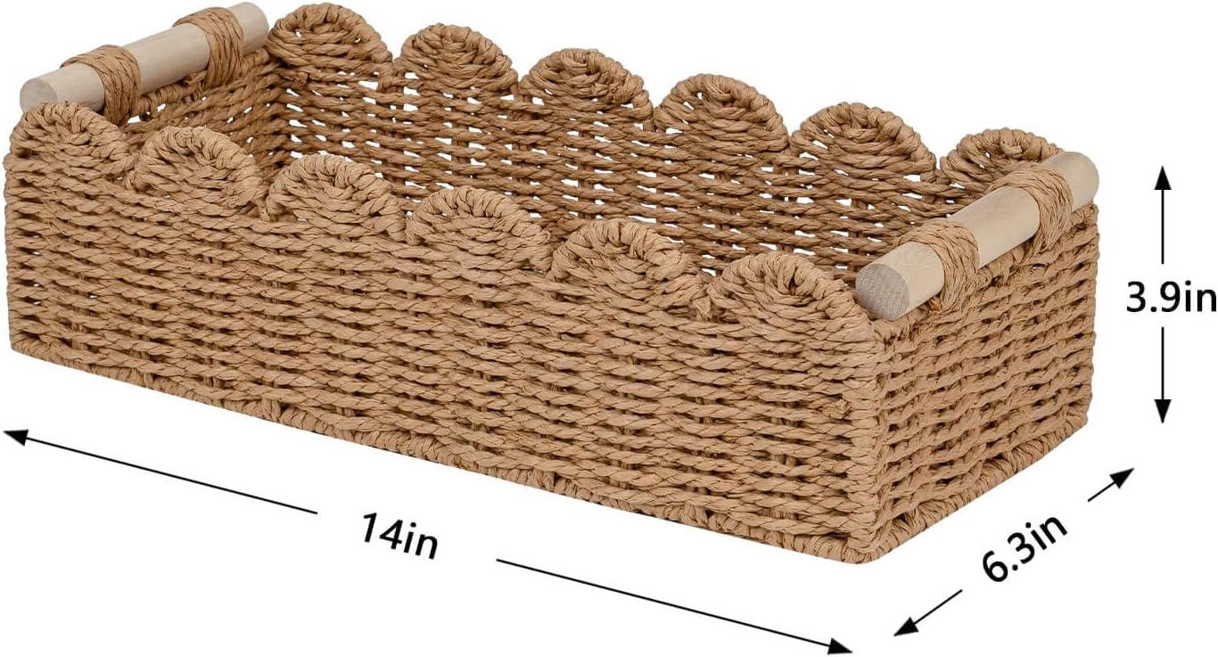 Scalloped Woven Paper-Rope Storage Basket - image 4