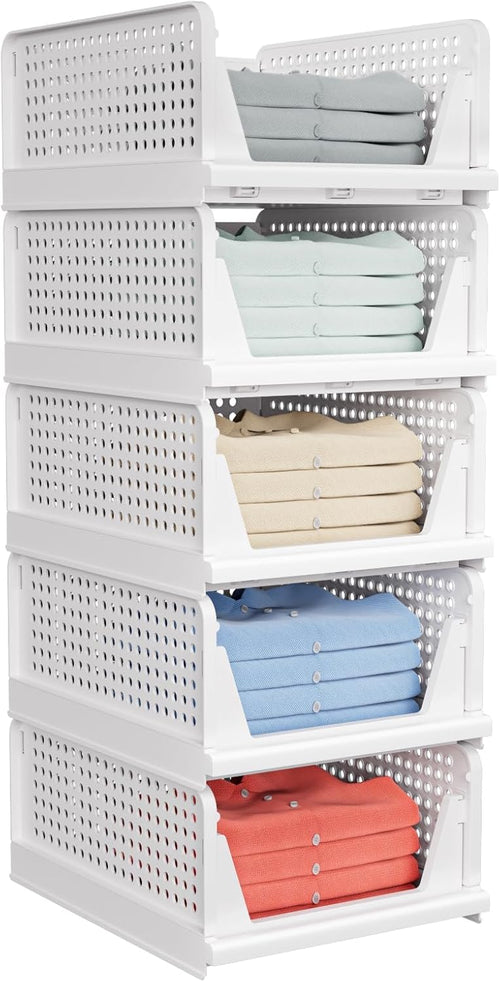 5-Pack Stackable Closet Storage Baskets - image 1
