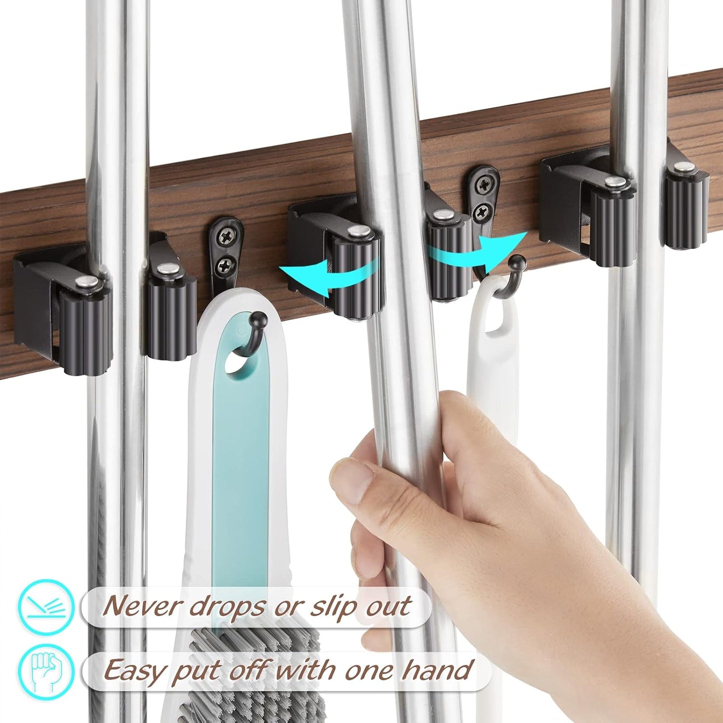 Rustic Wall-Mounted Mop & Broom Holder - image 2