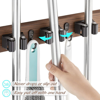 Rustic Wall-Mounted Mop & Broom Holder - image 2