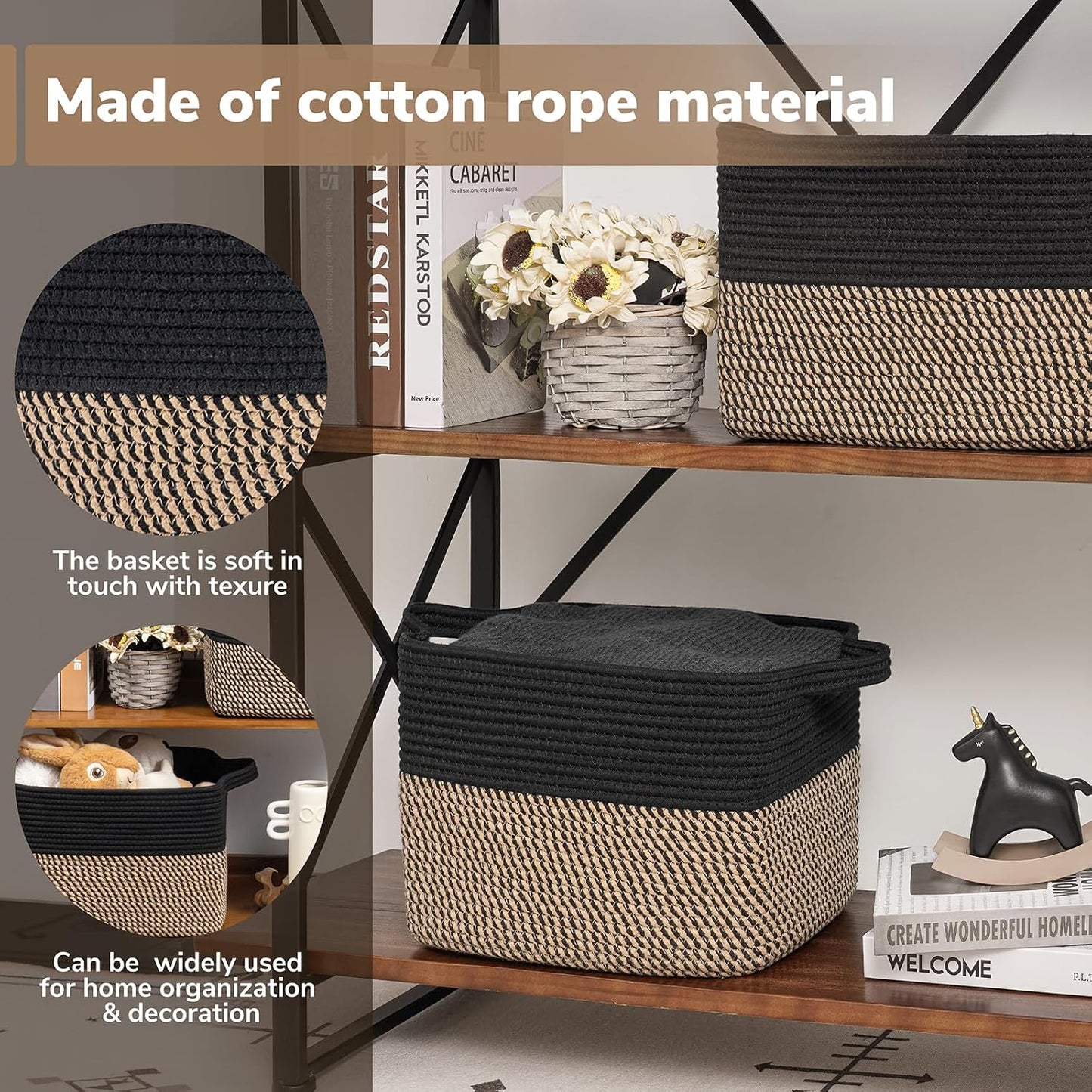 Woven Jute & Cotton Shelf Storage Basket - image 4