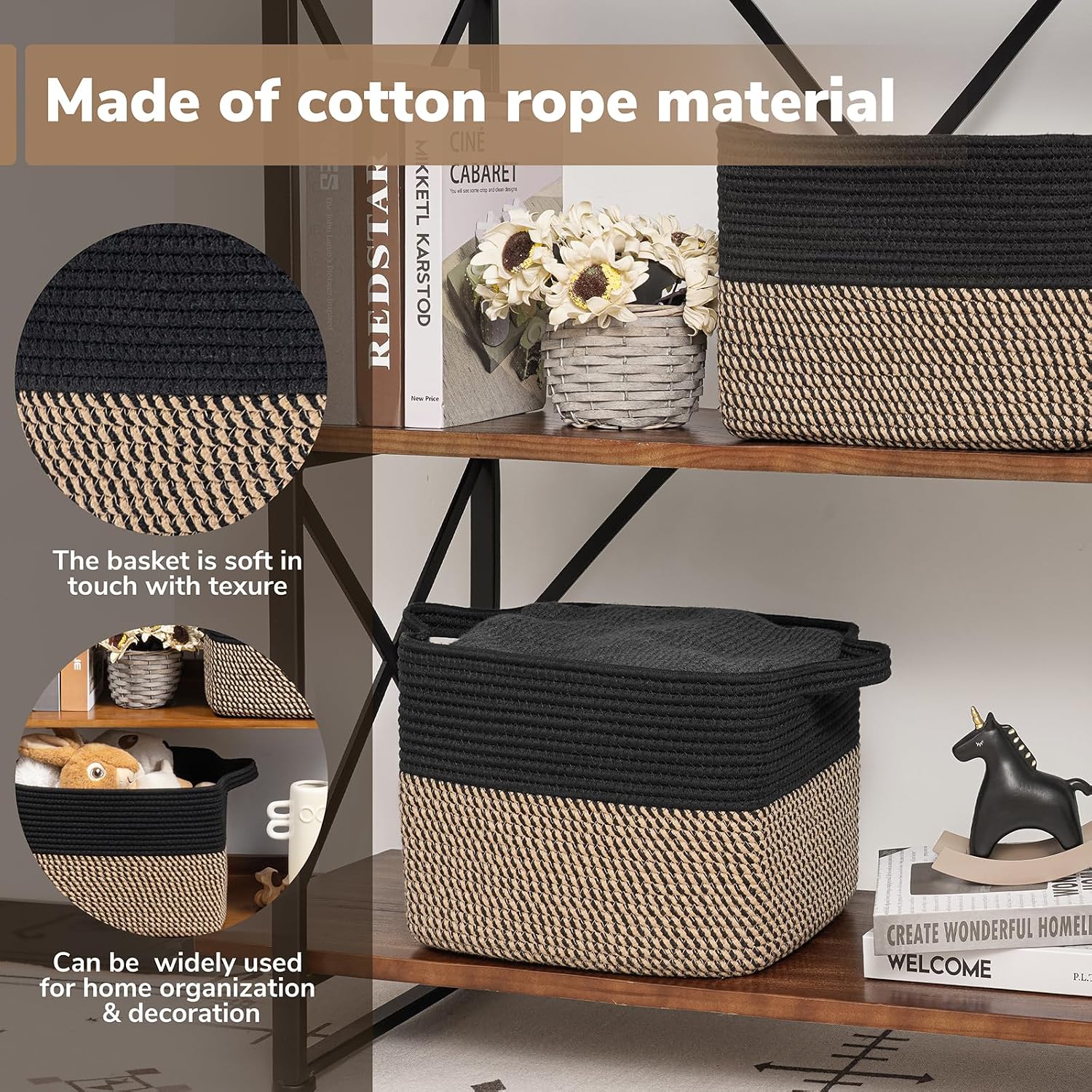 Woven Jute & Cotton Shelf Storage Basket - image 4