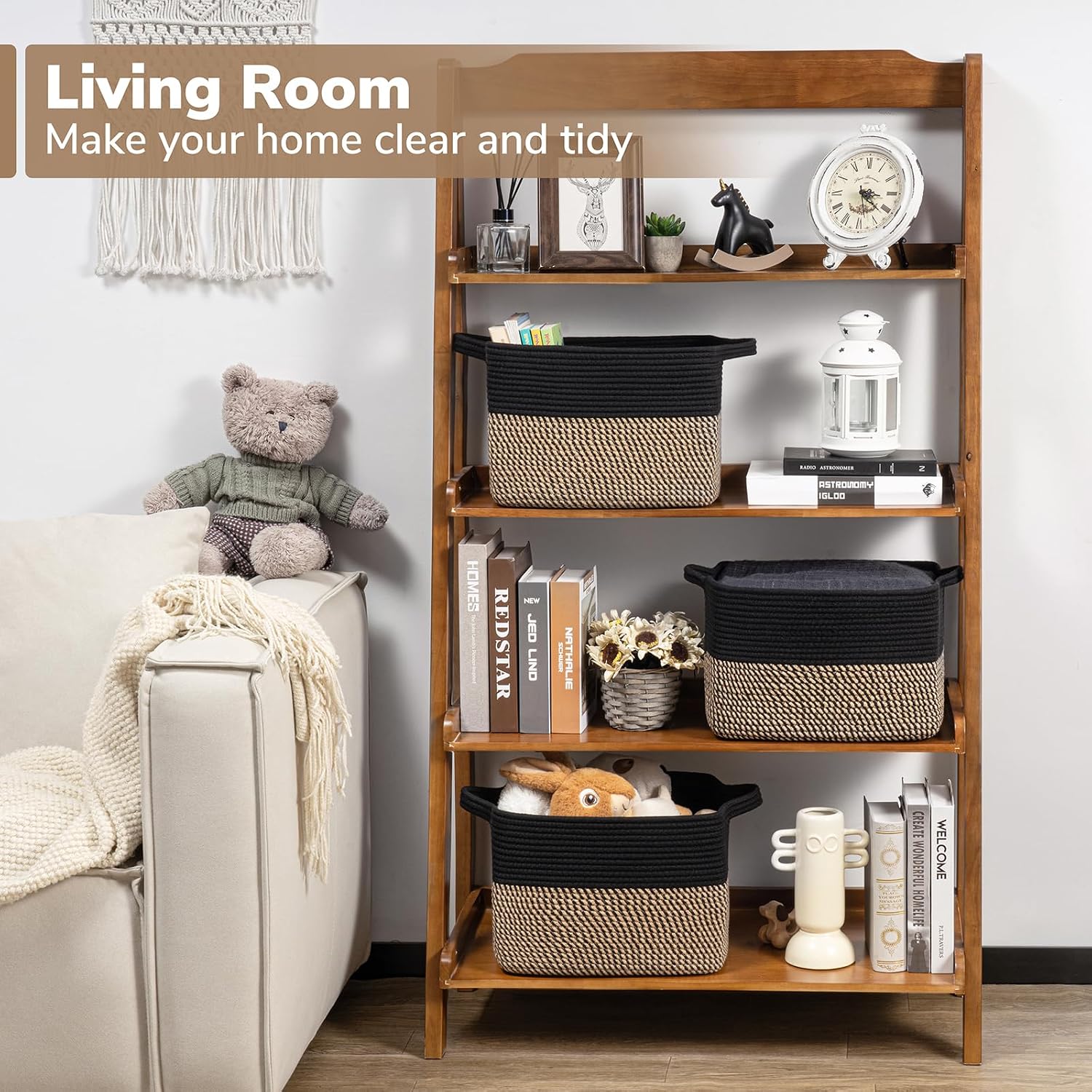 Woven Jute & Cotton Shelf Storage Basket - image 2