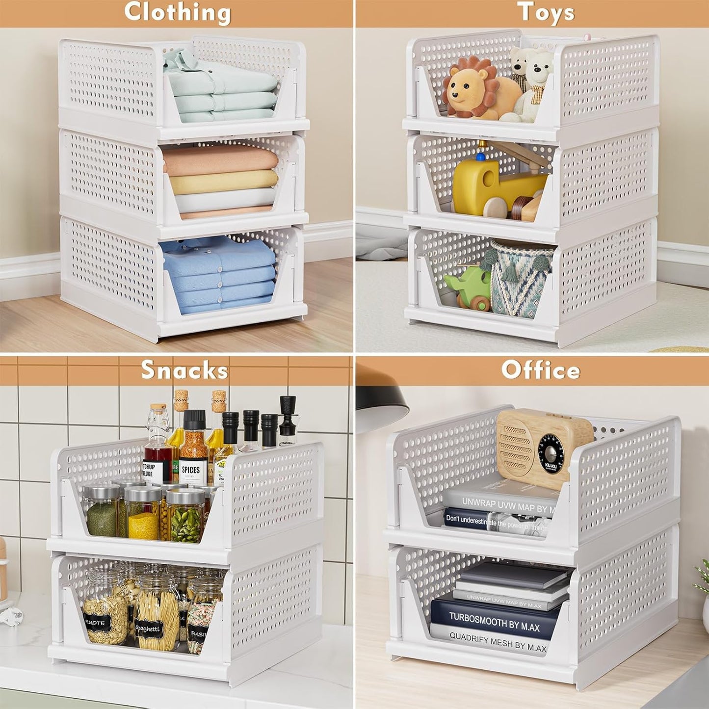 5-Pack Stackable Closet Storage Baskets - image 4