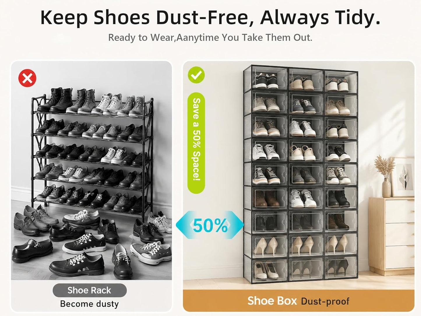 12-Pack Clear Stackable Shoe Storage Boxes - image 5