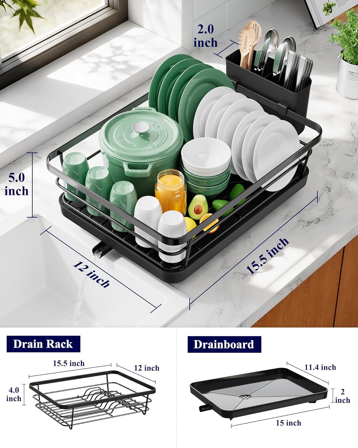Compact Stainless-Steel Dish Drying Rack - image 5