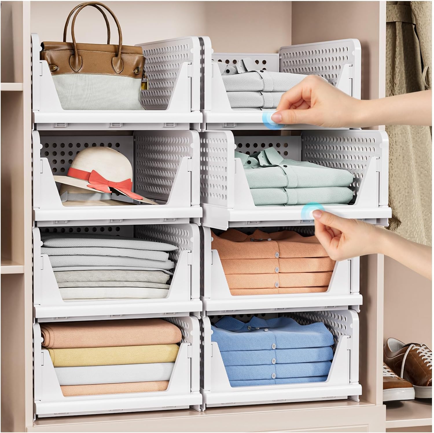 5-Pack Stackable Closet Storage Baskets - image 2