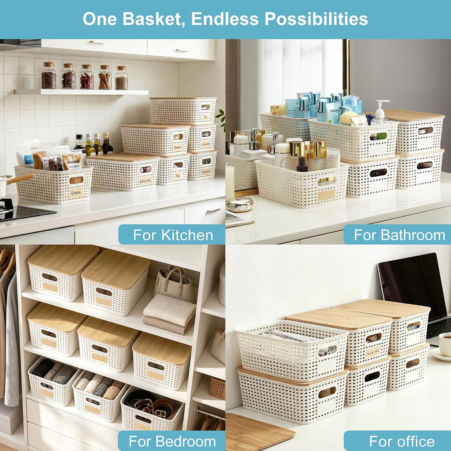 6-Pack Storage Bins with Bamboo Lids - image 5