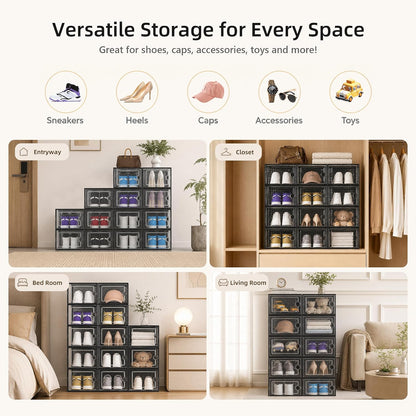 12-Pack Clear Stackable Shoe Storage Boxes - image 6