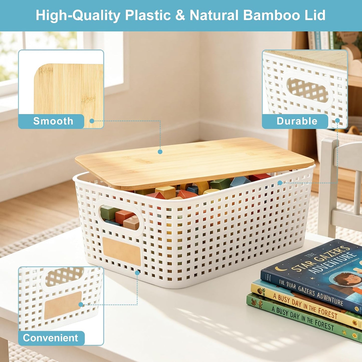 6-Pack Storage Bins with Bamboo Lids - image 2