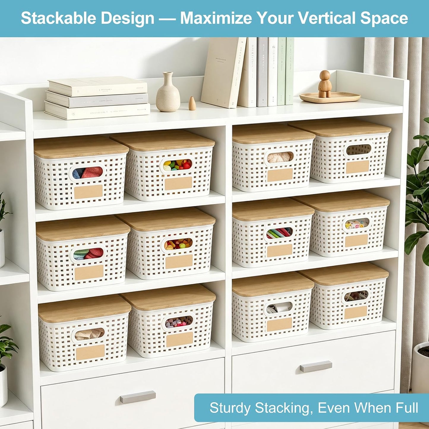 6-Pack Storage Bins with Bamboo Lids - image 3