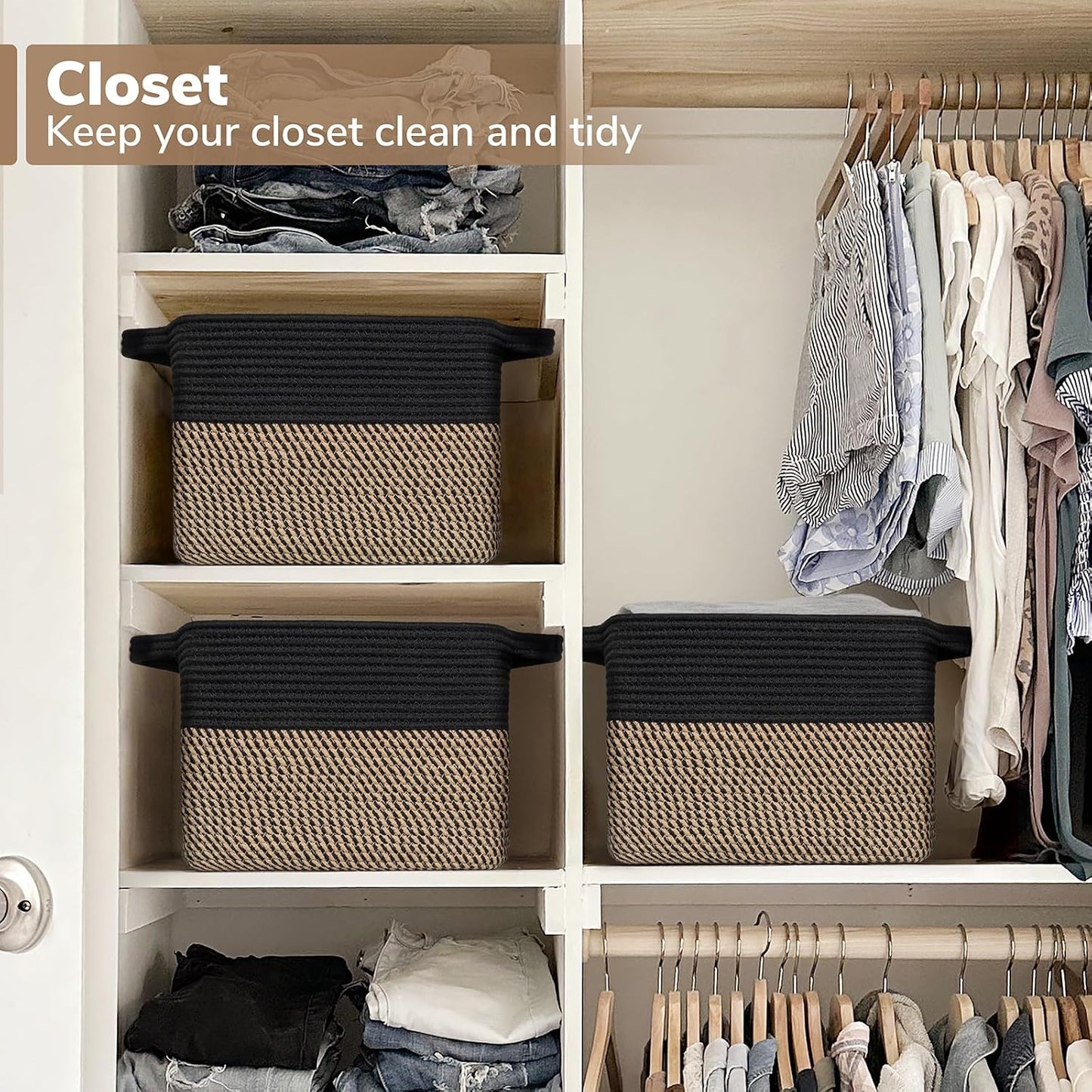 Woven Jute & Cotton Shelf Storage Basket - image 6