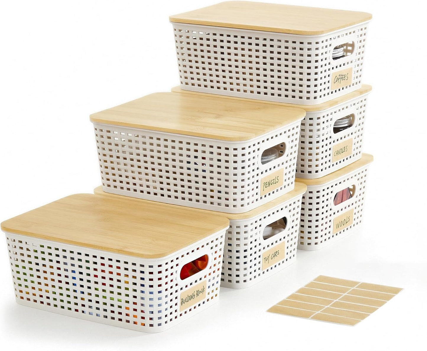 6-Pack Storage Bins with Bamboo Lids - image 1