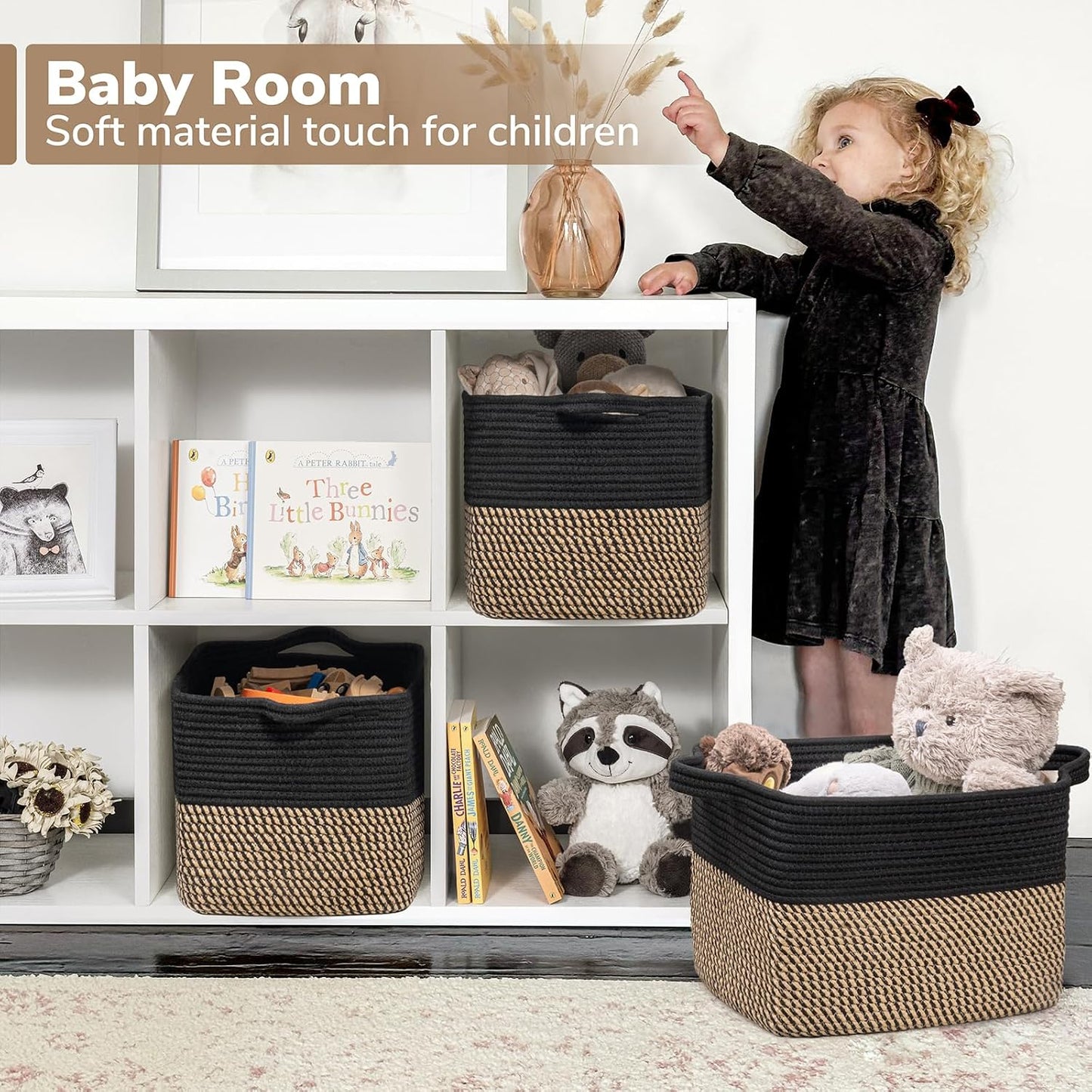 Woven Jute & Cotton Shelf Storage Basket - image 3