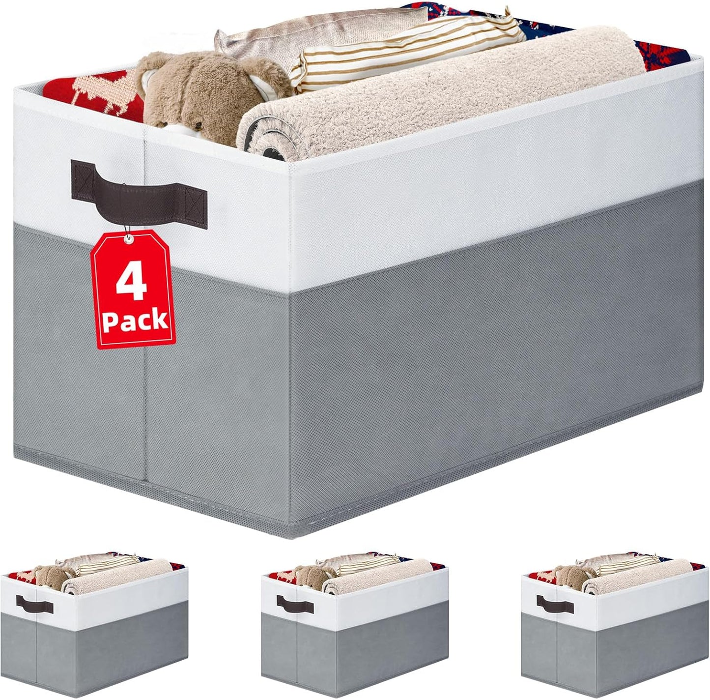 4-Pack Large Collapsible Fabric Storage Baskets - image 1